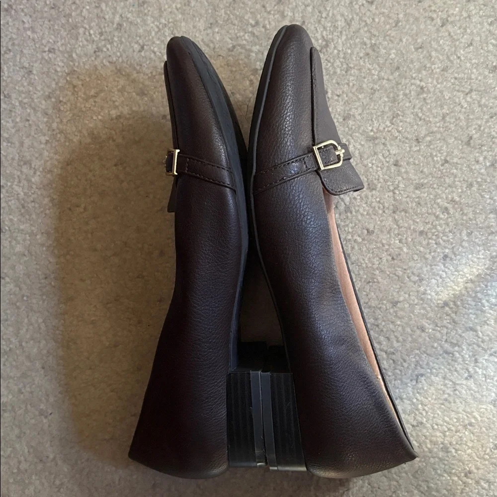 Life Stride Dark Brown Faux Leather “Catalina” Loafers-Size 9W